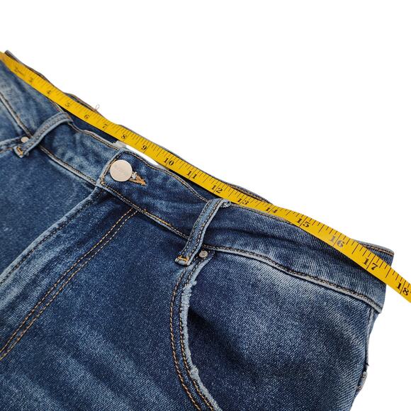 Risen Jeans Womens High Rise Straight Leg Jean Plus Size 1XL Dark Blue Stretch - Picture 12 of 15